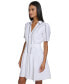 Фото #2 товара Women's Puff-Sleeve Belted A-Line Dress