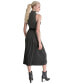 Women's Mock-Neck Belted Sleeveless Metallic Dress