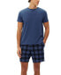 ფოტო #1 პროდუქტის Men's 2-Pc. Solid Henley & Plaid Pajama Shorts Set