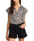 Women's Cotton Floral Collared Popover Blouse