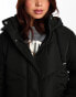 New Look longline puffer coat with hood in black