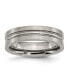 Titanium Brushed and Polished Grooved Wedding Band Ring