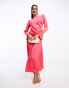 Фото #1 товара ASOS DESIGN ruched side cowl neck maxi dress with asymmetric tier in hot pink