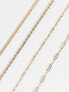 Фото #3 товара ASOS DESIGN pack of 4 fine chain bracelets in gold tone