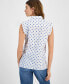 ფოტო #2 პროდუქტის Women's Cotton Dot-Print Ruffled-Trim Top
