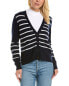 Фото #1 товара Amicale Cashmere Striped V-Neck Cashmere Cardigan Women's Navy Xs