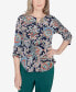 ფოტო #1 პროდუქტის Classic Scroll Three Quarter Ruched Sleeves Top