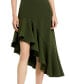 Фото #3 товара Women's Crepe 3/4 Sleeve Asymmetrical Hem Belted Dress