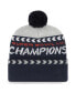 Men's '47 Gray, Navy Los Angeles Rams Super Bowl LVI Champions Clapboard Cuffed Pom Knit Hat