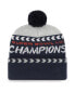 ფოტო #3 პროდუქტის Men's '47 Gray, Navy Los Angeles Rams Super Bowl LVI Champions Clapboard Cuffed Pom Knit Hat