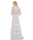 ფოტო #4 პროდუქტის Women's Floral Print Ruched Raglan Sleeve Tiered Gown