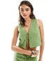 Фото #1 товара Mango linen mix tie front co-ord waistcoat in light green