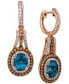 ფოტო #1 პროდუქტის Deep Sea Blue Topaz (3-1/2 ct. t.w.) & Diamond (1-5/8 ct. t.w.) Drop Earrings in 14k Rose Gold