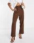 Vero Moda Aware tailored suit trousers with turn up in brown