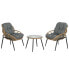 Фото #1 товара Набор стол и 2 кресла DKD Home Decor Серый Металл Стеклянный синтетический ротанг 55 x 55 x 47 cm