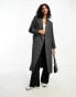 Mango Capsule wool longline coat in grey