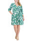 Фото #1 товара Plus Size Floral-Print 3/4-Sleeve Dress