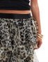 Фото #5 товара Miss Selfridge festival mesh layered skirt in leopard print