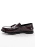 ASOS DESIGN loafers with fringe detail in polished burgundy leather