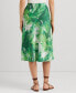 Women's Palm Frond-Print Charmeuse Midi Skirt