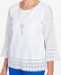 Фото #8 товара Women's Tradewinds Eyelet Trim with Necklace Flutter Sleeve Top