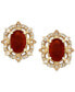 ფოტო #1 პროდუქტის Sapphire (1-1/3 ct. t.w.) & Diamond (1/8 ct. t.w.) Stud Earrings in 14k Yellow Gold (Also Available in Ruby & Emerald)