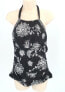 Фото #1 товара Athena Rem Womens Swimwear Floral High Neck Black White Tankini Top Size 8