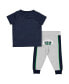 ფოტო #2 პროდუქტის Infant Boys and Girls Navy, Heather Gray Notre Dame Fighting Irish Ka-Boot-It Jersey and Pants Set