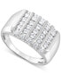 ფოტო #1 პროდუქტის Men's Diamond Multirow Cluster Ring (1 ct. t.w.) in 10k White Gold
