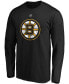 Фото #2 товара Men's David Pastrnak Black Boston Bruins Authentic Stack Name and Number Long Sleeve T-shirt
