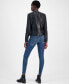 ფოტო #2 პროდუქტის Women's Woven-Shoulder Zip-Front Leather Coat