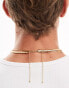 ASOS DESIGN 2 pack necklace with snake chain and cross pendant in gold tone