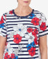 Фото #3 товара Women's Floral Stripe Braided Neck Tee