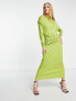 & Other Stories drape jersey midi dress in lime