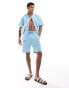 Jack & Jones pique short co-ord in light blue