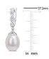 ფოტო #3 პროდუქტის Cultured Freshwater Pearl (8mm) & Diamond Accent Dangle Hoop Earrings in Sterling Silver