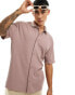 ASOS DESIGN relaxed button-up polo shirt in pink Dunkles Malve, 2XL - Chest 46-48 - фото #1