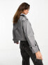 Stradivarius oversized cropped trench coat in slate grey