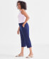 ფოტო #3 პროდუქტის Women's 100% Linen Solid Cropped Pull-On Pants, Created for Macy's