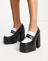 Фото #3 товара Daisy Street Exclusive platform heeled loafers in monochrome