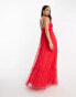 Фото #8 товара Anaya tulle maxi dress with tiered skirt in bright red