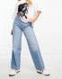 ASOS DESIGN Hourglass wide leg dad jeans in mid blue