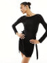 Фото #7 товара Fashionkilla slinky ruched bodycon bow drape detail mini dress in black