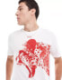 HUGO Red dikobra t-shirt in white with red placement animal print weiß, 2XL - фото #1