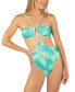 Фото #1 товара Juniors' Color Wash Cutout One-Piece Swimsuit
