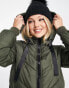 JDY chevron hooded padded coat in khaki