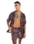 ASOS DESIGN co-ord relaxed revere shirt with bandana print in burgundy Бордовый, L - Chest 42 - фото #1