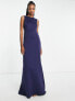 TFNC Tall Bridesmaid bow back maxi dress in navy blue