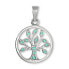 White gold pendant Tree of Life with green crystals 249 001 00442 07