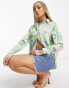 Фото #3 товара Forever Unique satin shirt in tile print